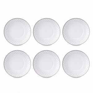 Набор из 6-ти суповых тарелок, 22.5 см, фарфор, белый, серебристый, серия Серебряная сетка, REPAST, Чехия, Серебряная сетка REPAST