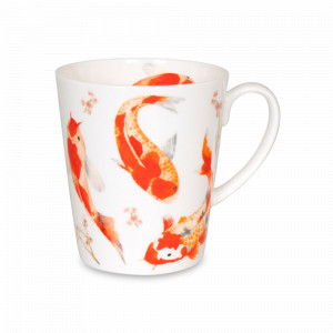 Кружка «Карпы Кои», 600 мл, костяной фарфор, белый, декор, KOENITZ, Германия, Большие кружки