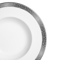 Тарелка суповая, 23 см, костяной фарфор, белый, стальной, серия Платиновая пыль, NARUMI, Япония_00814470040727521715.jpg
