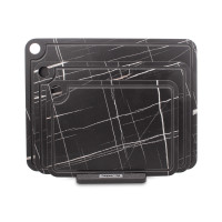 Набор из 3-х разделочных досок на подставке, мрамор Сахара Блэк, в подарочной коробке, композитный материал, серия Elegance, ComposeEat, Россия