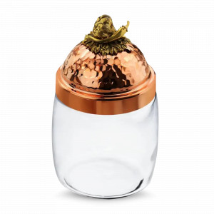 Банка для сыпучих продуктов «Чеснок», медь кованая, стекло,  920 мл, серия Медная посуда, Кольчугинский Мельхиор, Россия, Банки для хранения чая