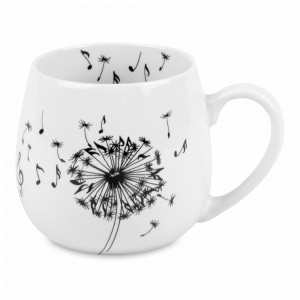 Кружка «Музыка - одуванчики», 420 мл, фарфор, белый, черный, KOENITZ, Германия, Большие кружки