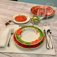 Тарелка суповая «Palais Royal Рождественская звезда», 23 см, фарфор, декор, LAMART, Италия_00813230060089314566.jpg