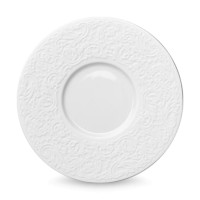 Блюдце для кофейной чашки, 12.6 см, фарфор, белый, рельеф, серия L' Couture, GUY DEGRENNE, Франция