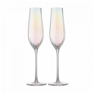 Набор из 2-х бокалов для шампанского Opal, 225 мл, 26.7 см, стекло, перламутровый, серия Gemma, LIBERTY JONES, Россия, Бокал-флейта для шампанского