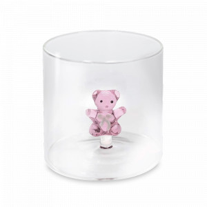 Стакан для воды «Медвежонок Тедди», 250 мл, стекло, розовый, серия Monterey, WD Lifestyle, Италия, Стаканы для воды