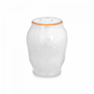 Солонка , 7 см, фарфор, белый, золотой, серия Белый узор, BERNADOTTE, Чехия, Чешский фарфор