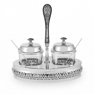 Набор вазочек для джема «Британи» 2 штуки, с крышками и ложками, размер: 21 х 14 х 21 см, материал: нержавеющая сталь, цвет: серебристый, REGENT, Китай, Скидка  до -25% на фарфор  Anna Lafarg