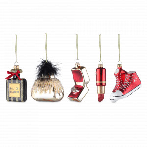 Набор из 5-ти ёлочных украшений Vogue, стекло, золотистый, декор, серия New Year Essential, TKANO, Китай, Декор для дома TKANO