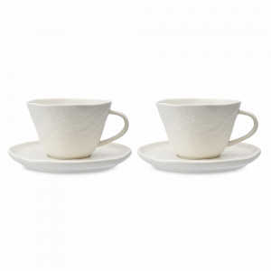 Набор из 2-х чайных пар, 250 мл, фарфор, белый, серия White Cliffs, LIBERTY JONES, Россия, Белые чайные пары