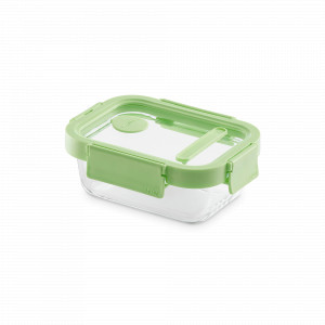 Контейнер пищевой прямоугольный, 370 мл, 16 х 12 см, стекло, силикон, зеленый, серия At Home, LEKUE, Испания, At Home