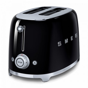 Тостер на 2 хлебца, нержавеющая сталь, пластик, 19,8 x 3,1 x 19,5 см, черный, SMEG, Италия, SMEG (Италия)