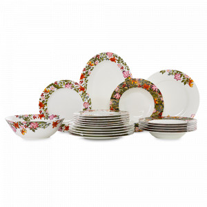 Сервиз столовый на 6 персон, 20 предметов, фарфор, белый, декор, серия Майя, MIX&amp;MATCH HOME, Китай, MIX & MATCH (Народная Республика Бангладеш)