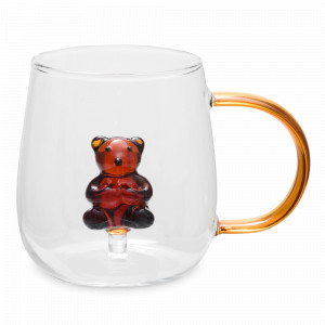 Кружка Медвежонок, 400 мл, боросиликатное стекло, оранжевая ручка, DECOR DE TABLE, Россия, Кружки
