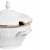 Сервиз столовый на 12 персон, 67 предметов, фарфор, белый, золотой, серия Белый узор, BERNADOTTE, Чехия_00821270056544459365.jpg