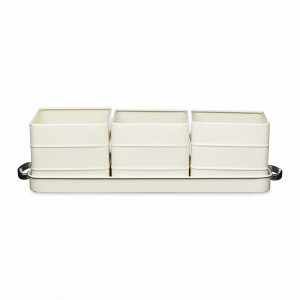 Набор из 3-х горшков для растений на поддоне, металл, кремовый, серия Living Nostalgia, KITCHEN CRAFT, Великобритания, Kitchen Craft Living Nostalgia