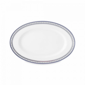 Блюдо овальное, размер: 32 см, материал: костяной фарфор, цвет: белый, серия Трефолио, платиновый кант, NORITAKE, Япония, NORITAKE (Япония)