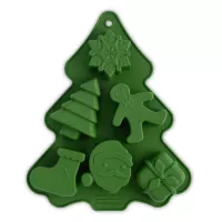 Форма для выпечки кексов Елка, 6 ячеек, 23 х 18 см, силикон, зеленый, серия New Year, ANNA LAFARG, Китай, 