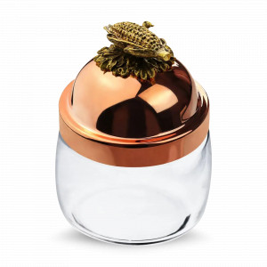 Банка для сыпучих продуктов «Кукуруза», медь, стекло,  500 мл, серия Медная посуда, Кольчугинский Мельхиор, Россия, Банки для хранения чая