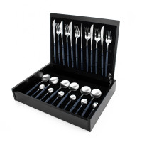 Набор столовых приборов на 6 персон, 24 предметов, синяя ручка, серия GOA matte blue, CUTIPOL, Португалия_00802510063714589633.jpg