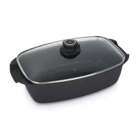 Жаровня с алмазным покрытием, с крышкой, размер: 33 х 21 см, материал: алюминий, стекло, цвет: черный, серия XD Classic+, SWISS DIAMOND, Швейцария, 