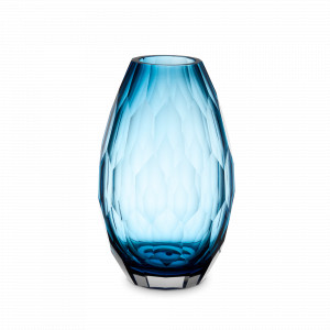 Ваза настольная, 29 см, стекло, синий, серия Дальян, DECOR DE TABLE, Россия, Стеклянные вазы для цветов