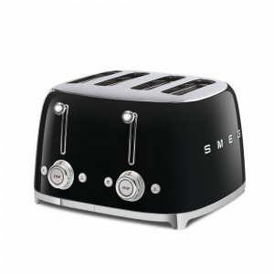 Тостер на 4 хлебца, нержавеющая сталь, пластик, 33 x 32 x 20 см, черный, SMEG, Италия, SMEG (Италия)
