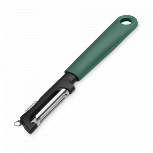 Овощечистка с ножом для получения цедры, 20 см, нержавеющая сталь, пластик, темно-серый, серия Tasty+, BRABANTIA, Бельгия, Кухонные принадлежности BRABANTIA