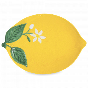 Блюдо Лимон, 30 х 22 см, фарфор, желтый, декор, серия Цветы и лимоны, EASY LIFE (R2S), Италия, Блюда из фарфора