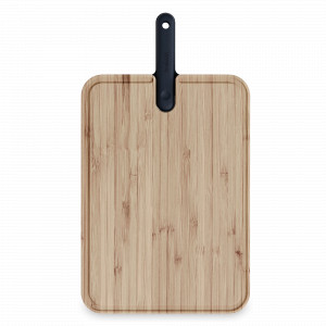 Доска разделочная из бамбука, размер 43x24x2,4 см, с поварским ножом, 18 см, черная ручка, серия Chopping boards and Knives, TREBONN, Италия, Разделочные доски