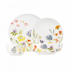 Сервиз обеденный на 6 персон, 20 предметов, керамика, белый, декор, серия Полевые цветы, DECOR DE TABLE, Россия, Наборы столовой посуды
