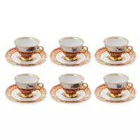 Набор из 6-ти кофейных пар мокко Охота, 120 мл, фарфор, красный, серия Мария-Тереза, REPAST, Чехия, 