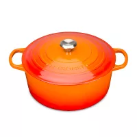 Эмалированная чугунная кастрюля с толстым дном, 6,7 л, 28 см, оранжевый, LE CREUSET, Франция, 