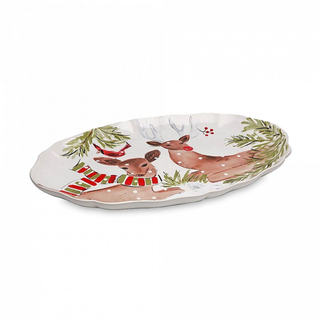 Блюдо овальное White, 50 х 35 см, керамика, декор, серия Deer Friends, COSTA NOVA, Португалия
