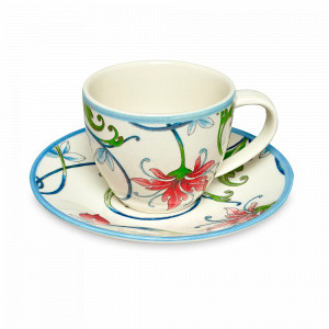 Пара чайная, 250 мл, фарфор, белый, декор, серия Botanical Spiral, GRACE BY TUDOR, Великобритания, Чайные пары из фарфора