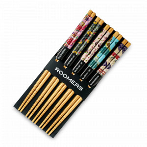 Набор из 5-ти пар палочек для еды, 22.5 см, бамбук, бежевый, декор, ROOMERS TABLEWARE, Нидерланды, Палочки для суши