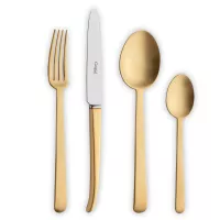 Набор столовых приборов на 6 персон, 24 предмета, матовое покрытие, золотистый, серия Ergo Bright, CUTIPOL, Португалия, 