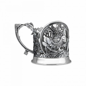 Подстаканник &quot;Рыбацкий&quot;, 11 х 6.8 см, латунь, серебристый, серия Охотничий домик, Кольчугинский Мельхиор, Россия, Подстаканники