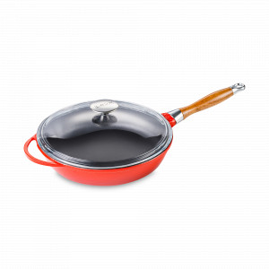 Сковорода с крышкой и двумя ручками, 24 см, чугун, красный, LAVA, Турция, LAVA (Турция)