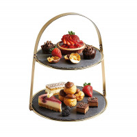 Блюдо двухярусное сервировочное, 29.5 х 35 см, латунь, натуральный камень, серия Arteza, KITCHEN CRAFT, Великобритания_00818450048813704397.jpg