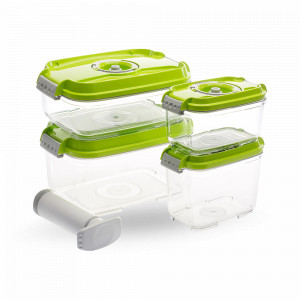 Набор из 4-х вакуумных контейнеров и насоса, тритан, зеленый, серия RD-Round, STATUS, Словения, STATUS (Словения)