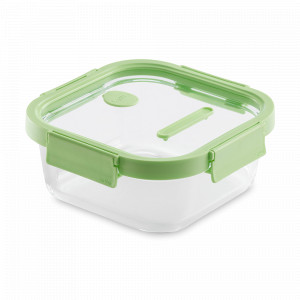 Контейнер пищевой квадратный, 800 мл, 16 х 16 см, стекло, силикон, зеленый, серия At Home, LEKUE, Испания, At Home