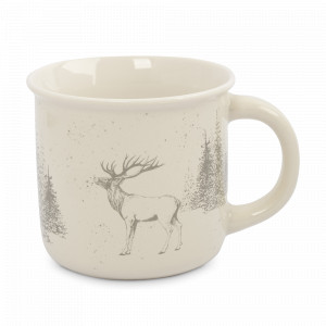 Кружка «Олень в лесу», 370 мл, керамика, белый, серый, серия Maral, ANNA LAFARG, Китай, Кружки