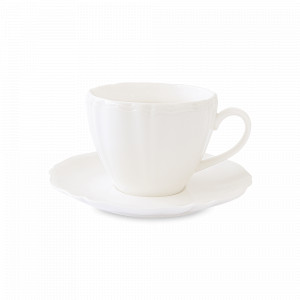 Пара кофейная, 120 мл, фарфор, белый, серия Perle, EASY LIFE (R2S), Италия, Кофейные пары