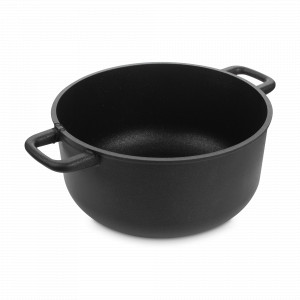 Кастрюля для индукционных плит с антипригарным покрытием, 24 см, 5.3 л, литой алюминий с алмазным порошком, черный, серия Diamant Plus, OLYMPIA, Италия, OLYMPIA (Италия)