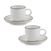 Набор чайных пар, 2 предмета, 125 мл, фарфор, белый, черный, серия Contour, LIBERTY JONES, Россия