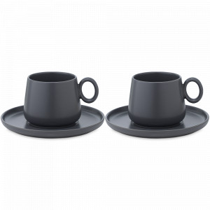 Набор из 2-х чайных пар, 250 мл, фарфор, темно-серый, серия Essential, TKANO, Россия, TKANO (Россия)