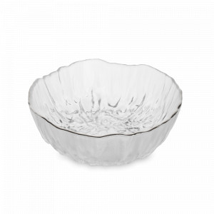Салатник порционный, 500 мл, 15 см, стекло с серебристым кантом, Мятая фактура, серия Piano, ANNA LAFARG, Китай, Стеклянные салатники