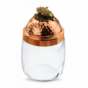 Банка для сыпучих продуктов «Кукуруза», медь кованая, стекло,  920 мл, серия Медная посуда, Кольчугинский Мельхиор, Россия, Банки для хранения чая