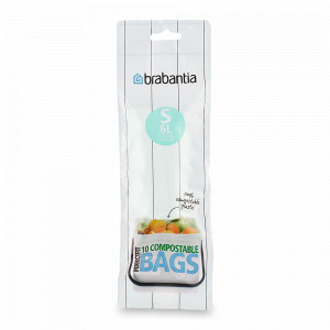 Пакет биоразлагаемый для мусора S, 10 штук, 6 л, полиэтилен, BRABANTIA, Бельгия, Пакеты для мусора BRABANTIA